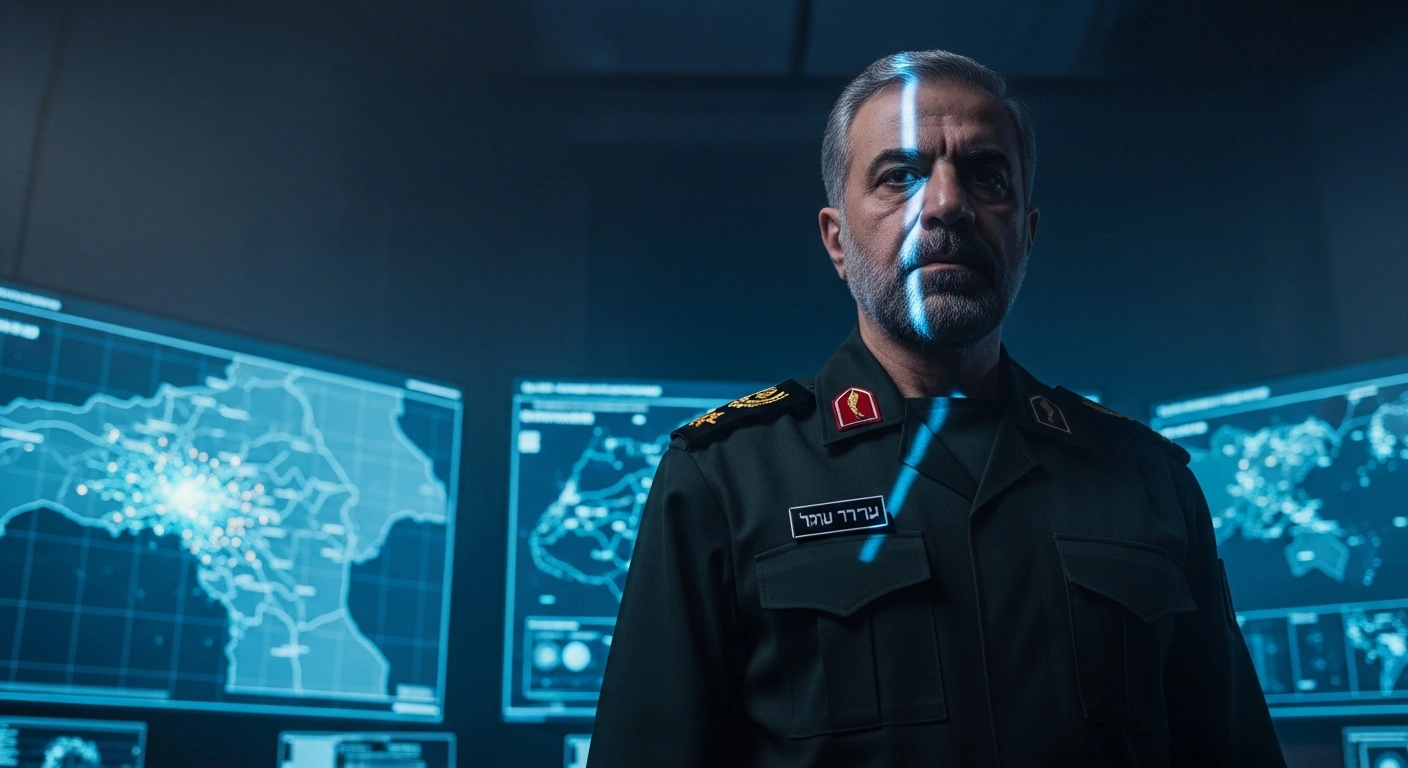 Acting Iranian Defense Minister Majid Ebn al-Reza stands in a military command center while monitoring regional ceasefire developments.