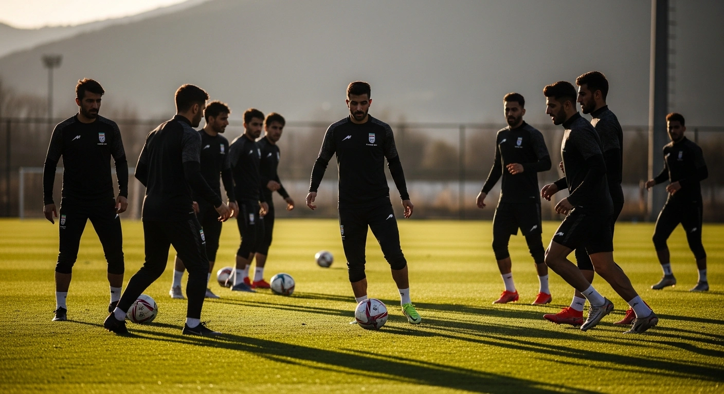 The Iranian national football team participates in a closed-door training session on a field in Turkey to prepare for the 2026 FIFA World Cup.