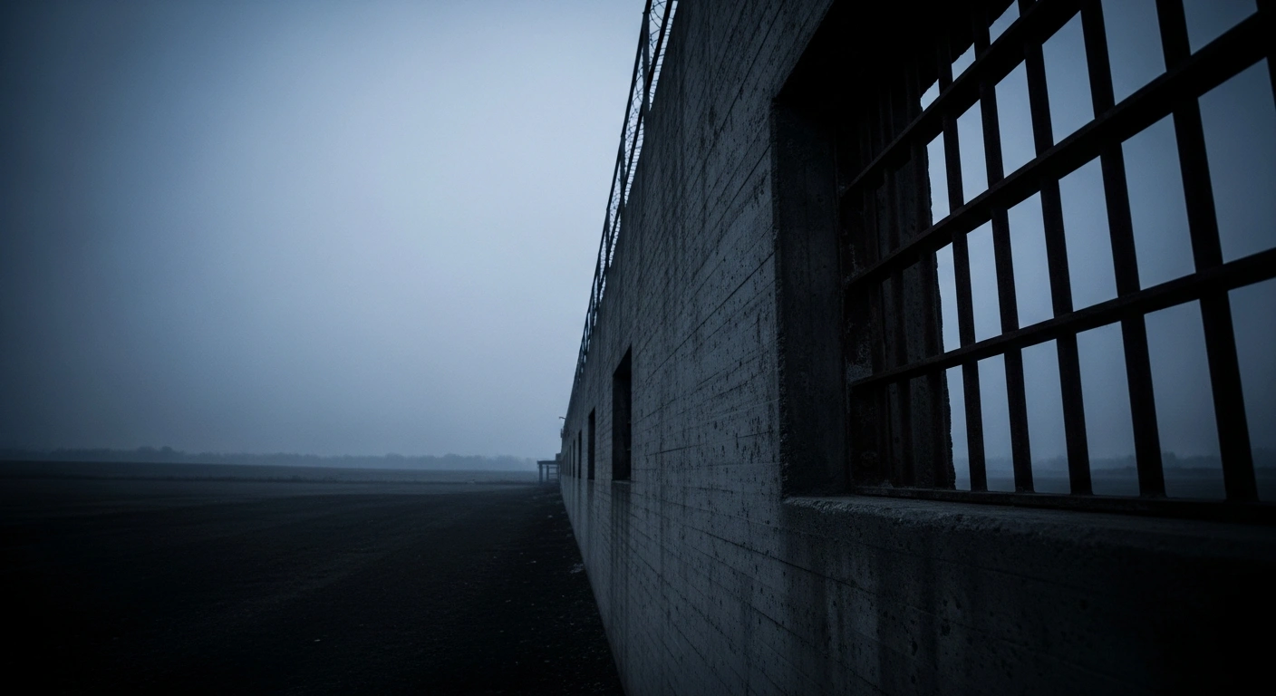 A somber view of a prison wall representing the execution of two individuals detained during nationwide uprisings in Iran.