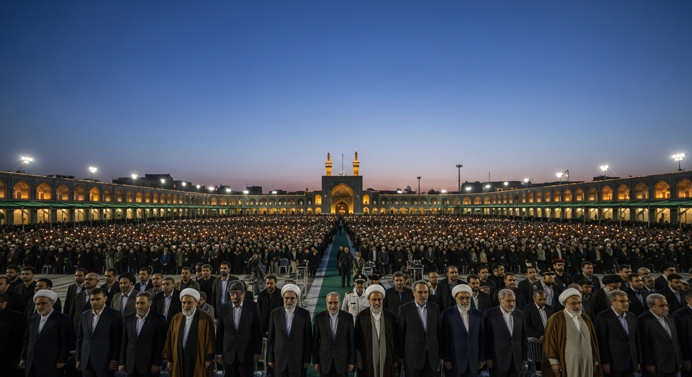 International representatives and mourners gather in a large Tehran plaza for the state funeral of Supreme Leader Ali Khamenei.