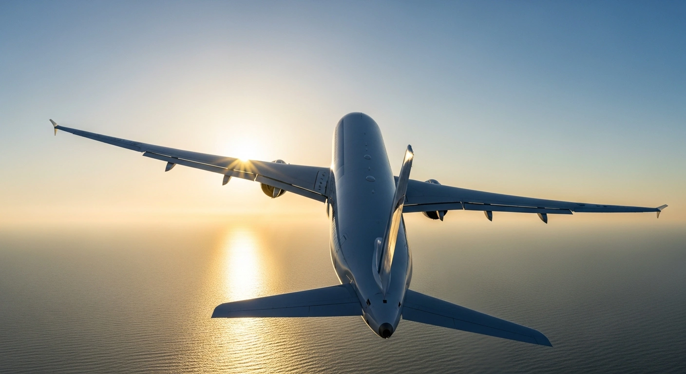 A commercial airliner flies over the Persian Gulf as flight operations resume between Iran and the United Arab Emirates.