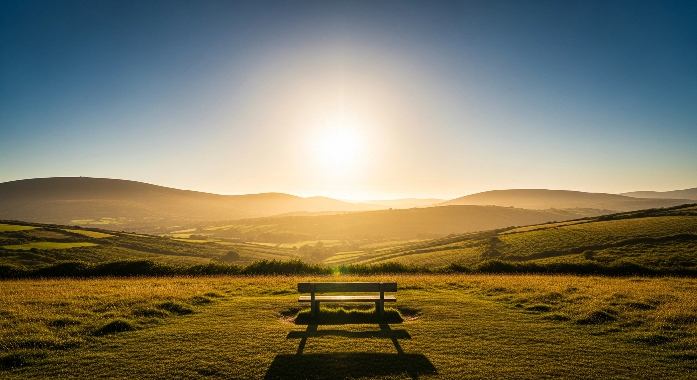 A sun-drenched Irish landscape under a clear blue sky shows signs of extreme heat as Met Éireann issues a nationwide high temperature warning.