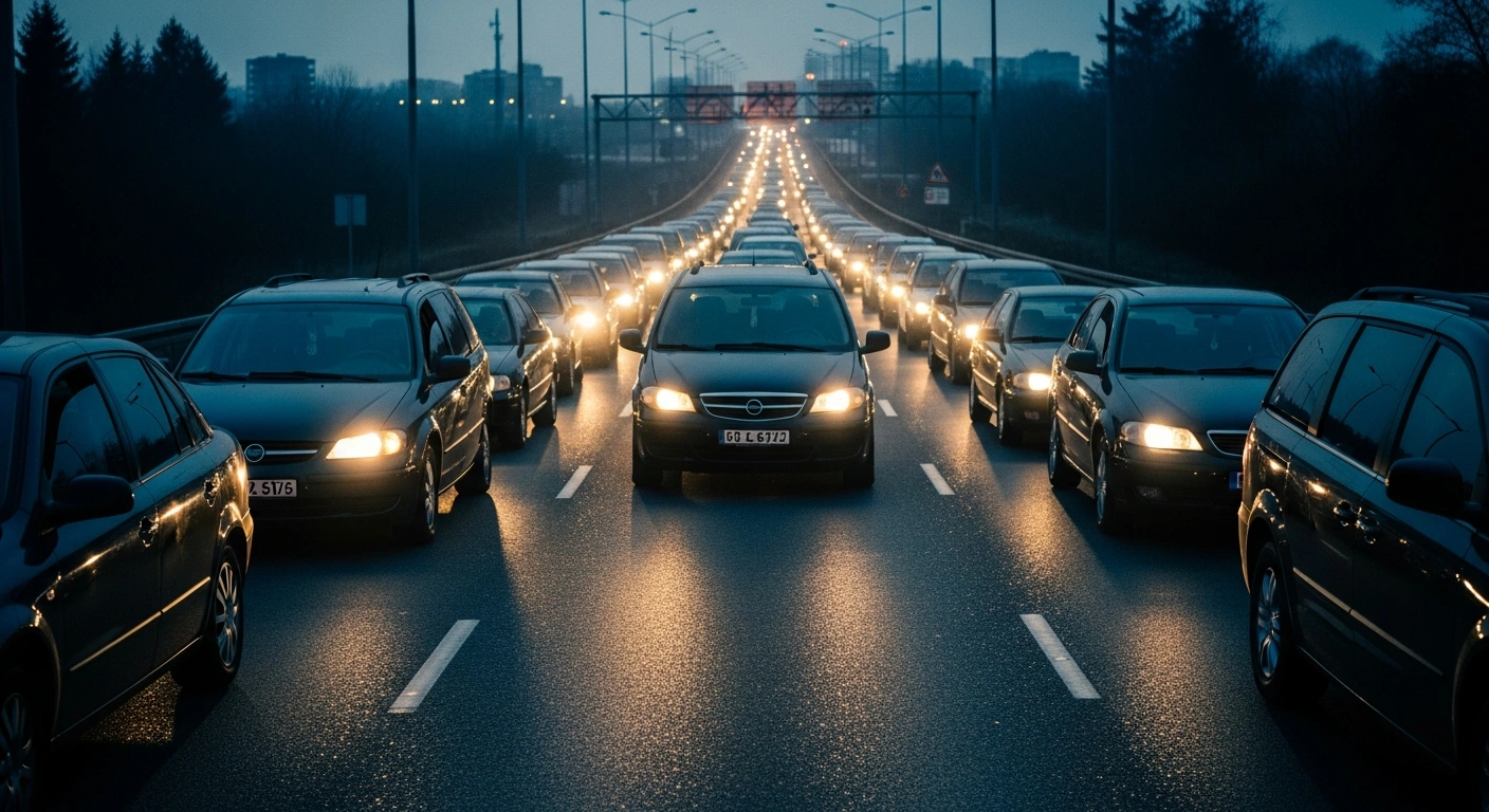 Ultra-Orthodox protesters block a major highway in Israel with a convoy of vehicles to demonstrate against mandatory military conscription.