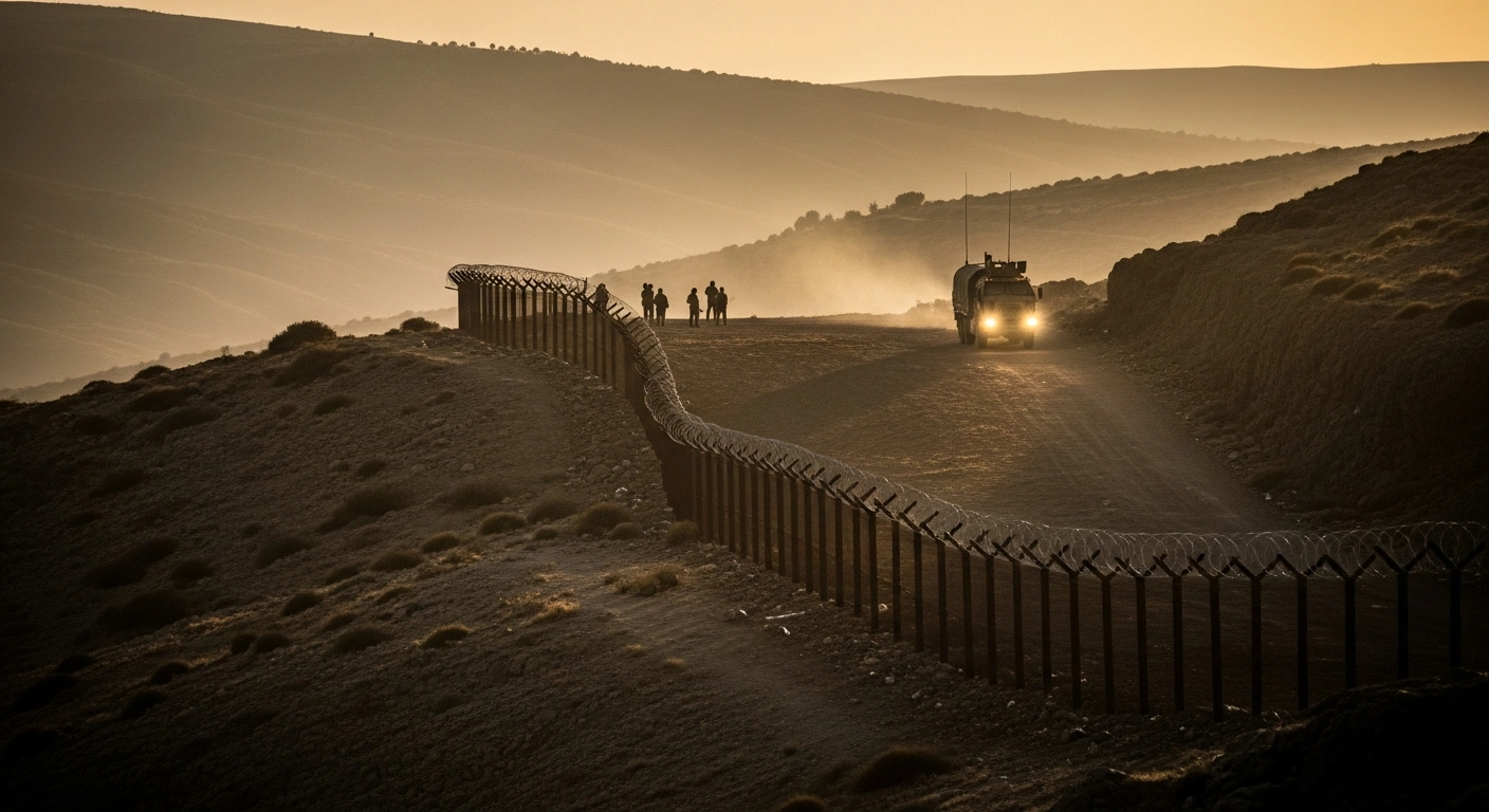 Israeli settler activists are intercepted by the Israel Defense Forces near the border fence between the Golan Heights and Syria.