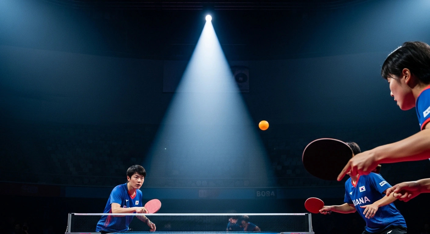 Elite table tennis players from China and Japan compete in a high-stakes gold medal match at the ITTF World Team Championships in Busan.