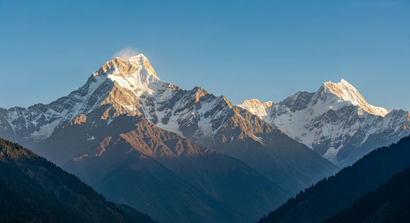 The snow-covered Himalayan mountain range in Jammu and Kashmir stands as a symbol of India's sovereign territory.