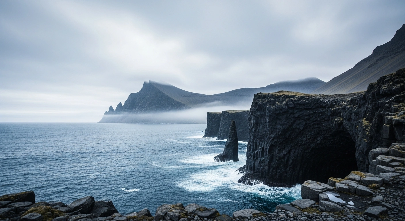 A view of the remote Jan Mayen island coastline in the Norwegian Sea where a magnitude 3.6 earthquake occurred along the Mid-Atlantic Ridge.