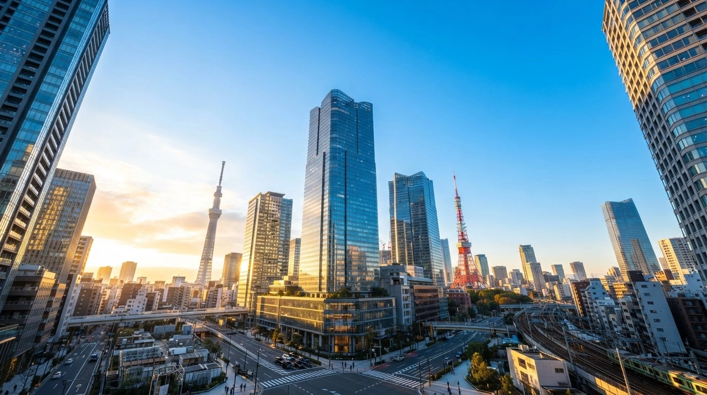 The Tokyo skyline glows under the morning sun as Japan transitions toward a new growth-oriented economy.