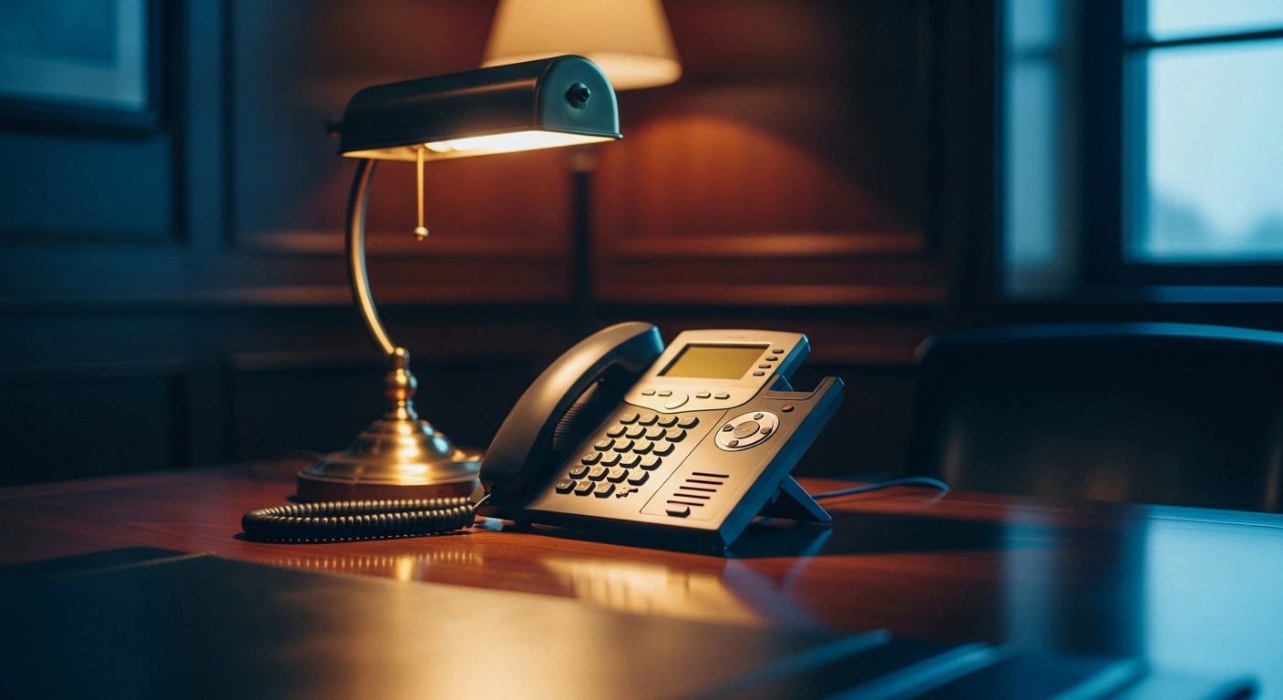 A close-up of a telephone on a desk representing the diplomatic conversation between the Japanese and Turkish foreign ministers regarding Middle East stability.