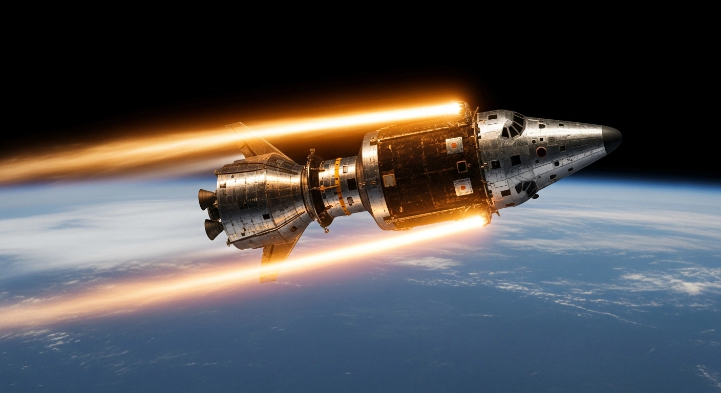 The JAXA HTV-X1 resupply spacecraft performs a controlled re-entry into Earth's atmosphere after departing the International Space Station.