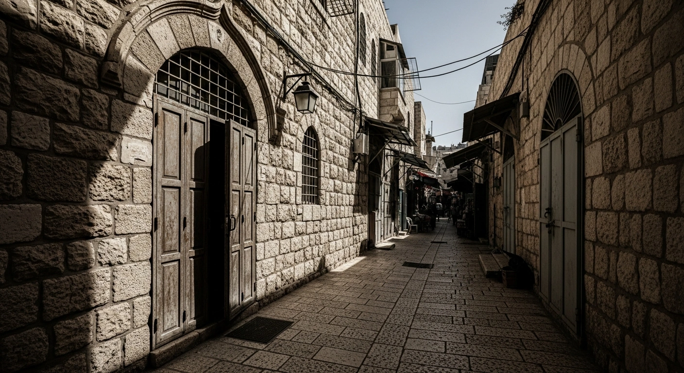 The ancient stone architecture of the Bab al-Silsila neighborhood in Jerusalem's Old City stands as a backdrop for concerns regarding the eviction of Palestinian residents.