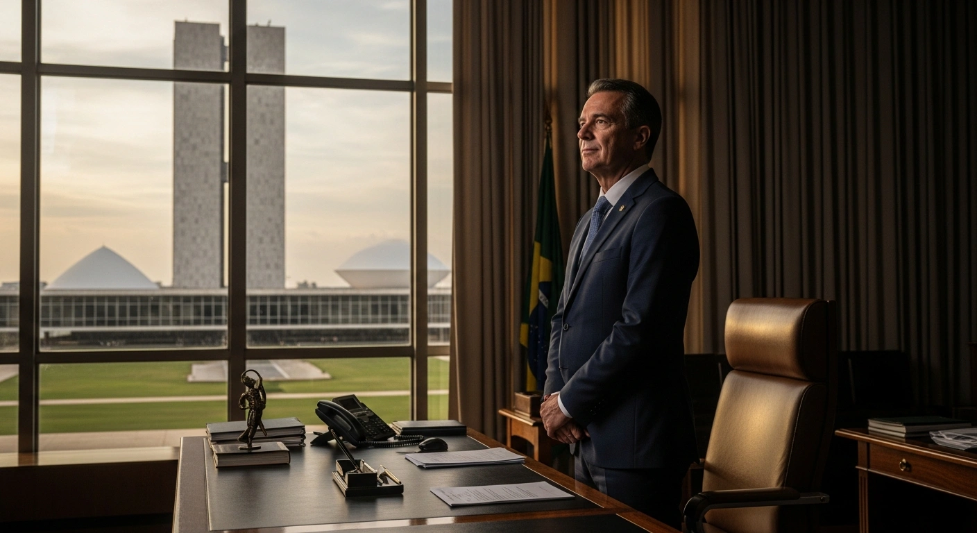 Brazilian Attorney General Jorge Messias stands in his office during a period of transition following his potential nomination to the Supreme Court.