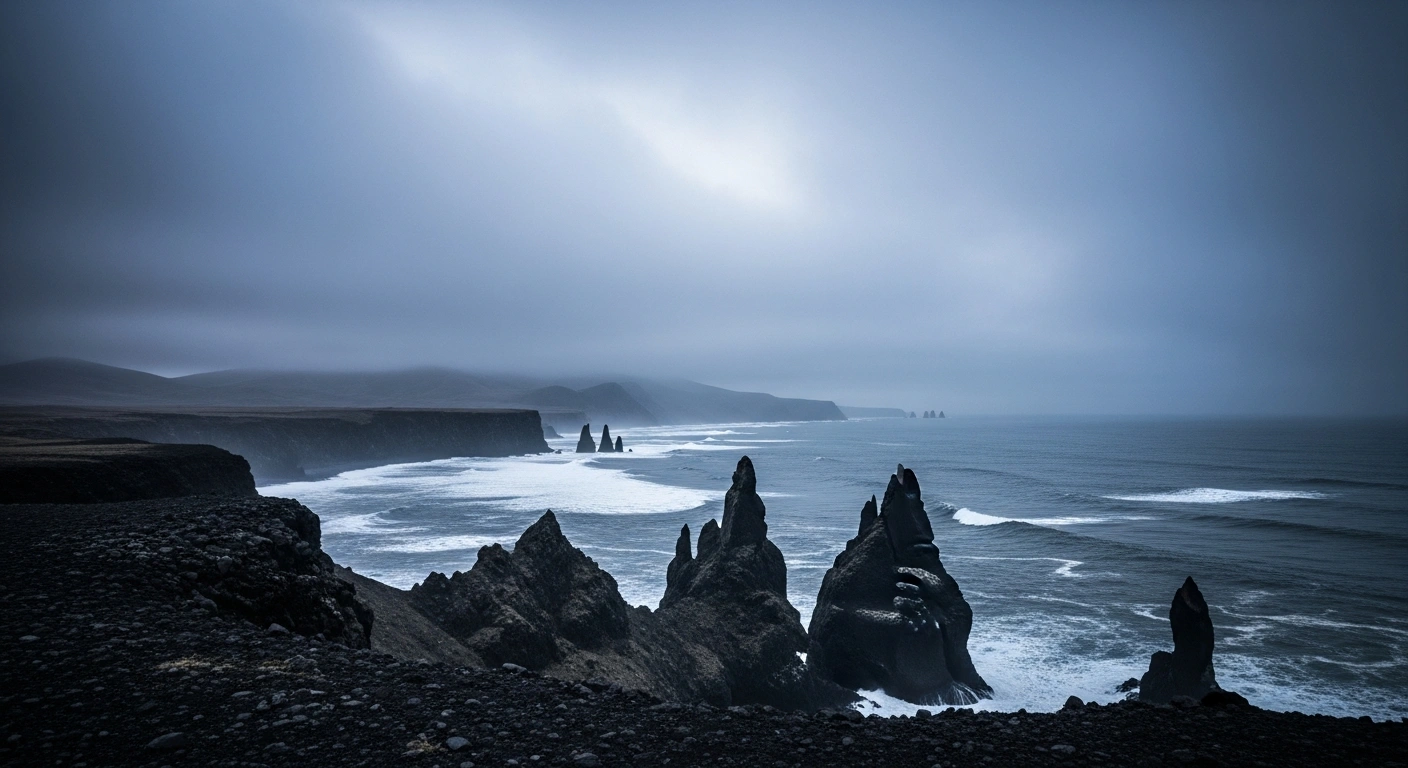 A wide view of the rugged coastline near Petropavlovsk-Kamchatskiy, Russia, following a magnitude 5.8 earthquake in the North Pacific Ocean.