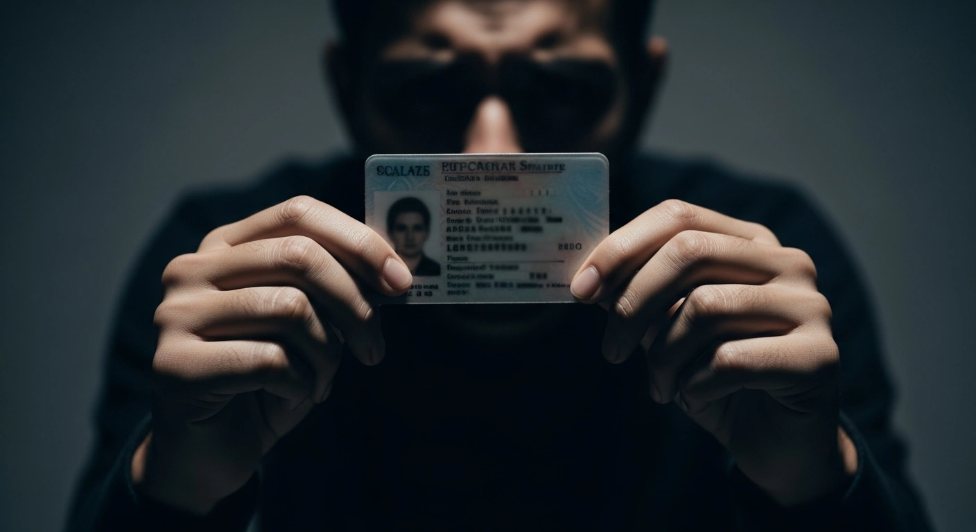 A person's trembling hands hold a blurred official document, symbolizing the retroactive invalidation of transgender residents' driver's licenses and birth certificates in Kansas, now requiring sex assigned at birth.