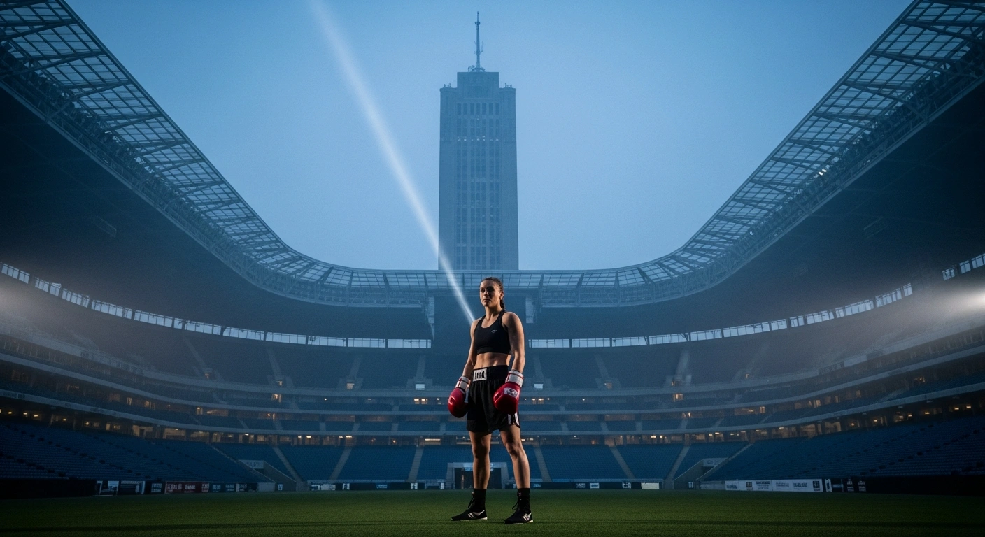 Undisputed boxing champion Katie Taylor stands in the center of Croke Park in Dublin as she prepares for her historic homecoming fight.