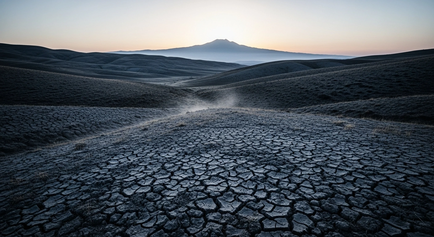 The rugged landscape near Pinarbasi in the Kayseri province of Turkey is shown at dawn following a magnitude 3.5 earthquake.