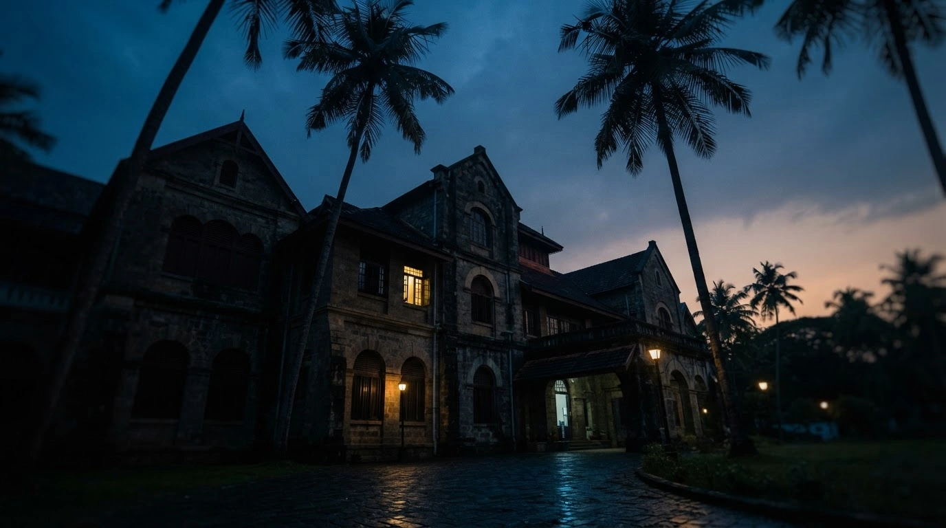 A government building in Kerala stands under a twilight sky as authorities initiate an anti-corruption inquiry into Chief Election Commissioner Gyanesh Kumar.