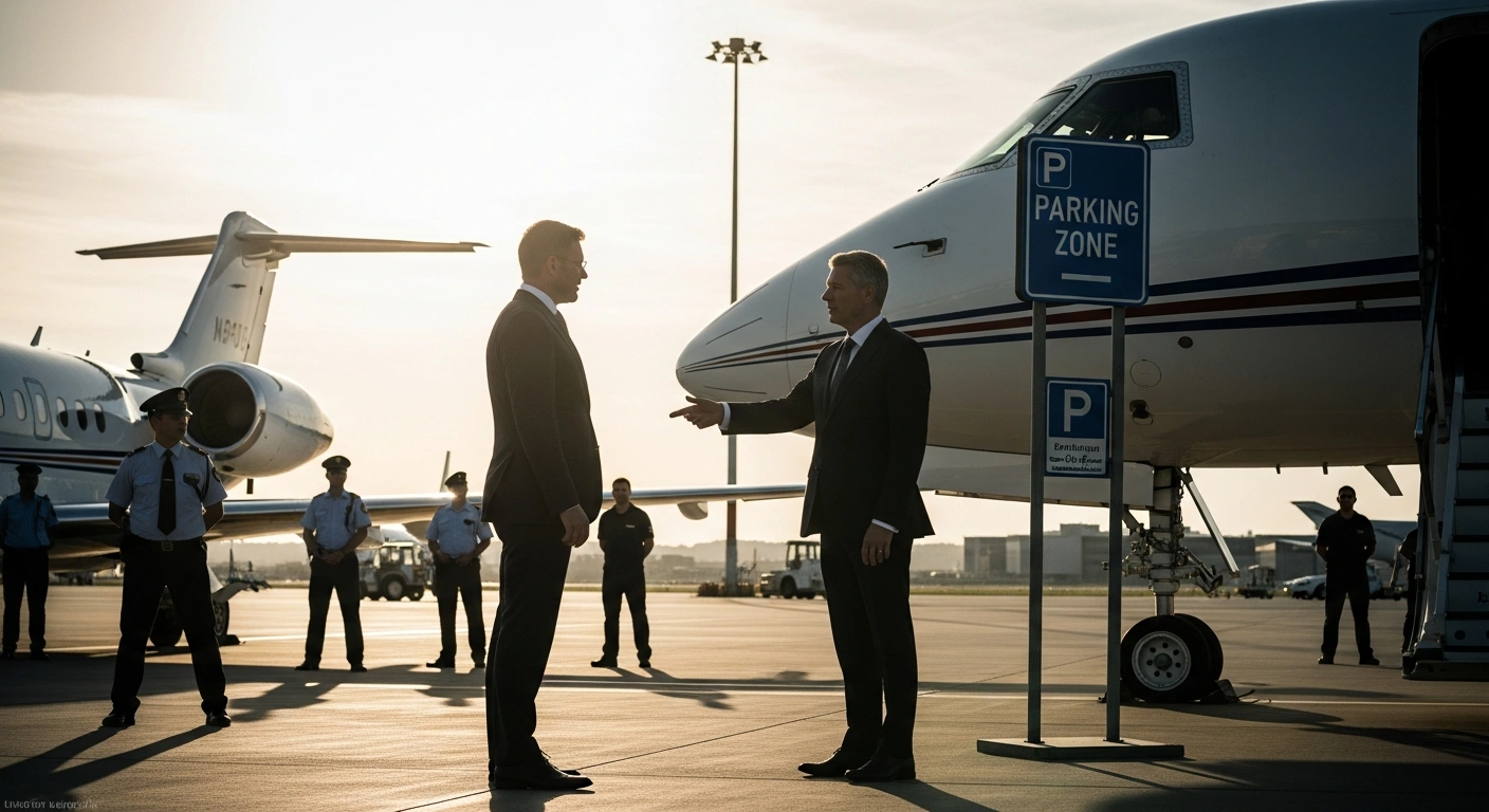 Festus Keyamo and Peter Obi are depicted in a conceptual scene at the Nnamdi Azikiwe International Airport following a dispute over parking protocols.