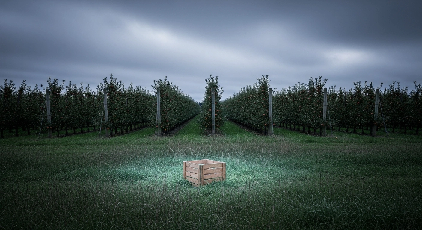 A quiet and abandoned apple orchard in New Zealand represents the financial challenges facing the apple grower Kiwi Crunch after entering voluntary administration.