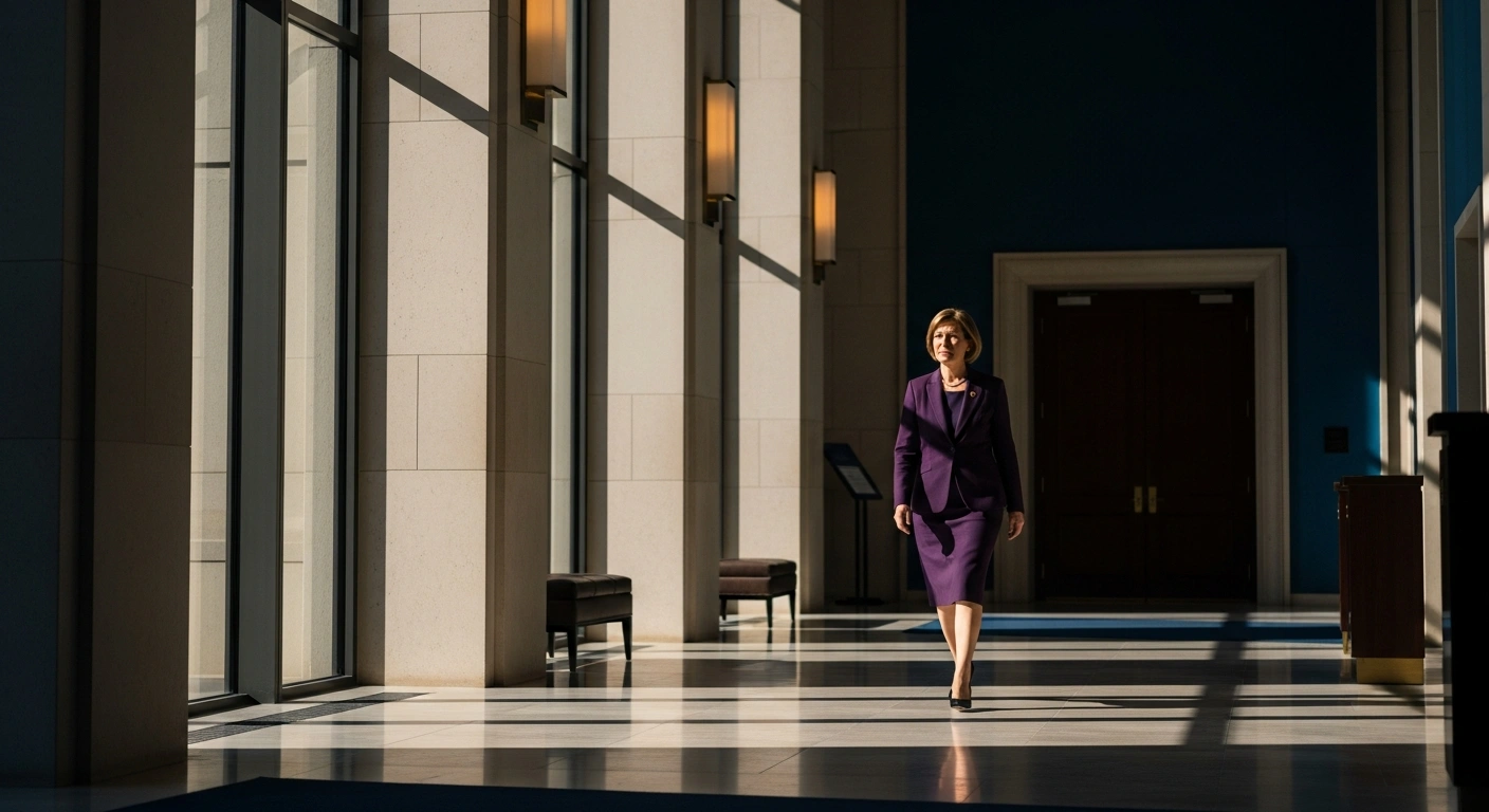 KMT Chairwoman Cheng Li-wun walks through a grand hall as she prepares to lead a delegation to China for diplomatic talks with Beijing.