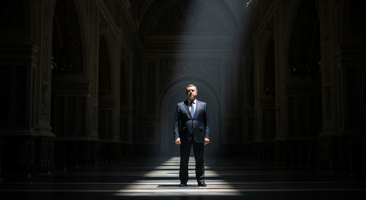 Kremlin spokesman Dmitry Peskov stands in a dimly lit hallway while discussing the status of potential ceasefire negotiations regarding the conflict in Ukraine.