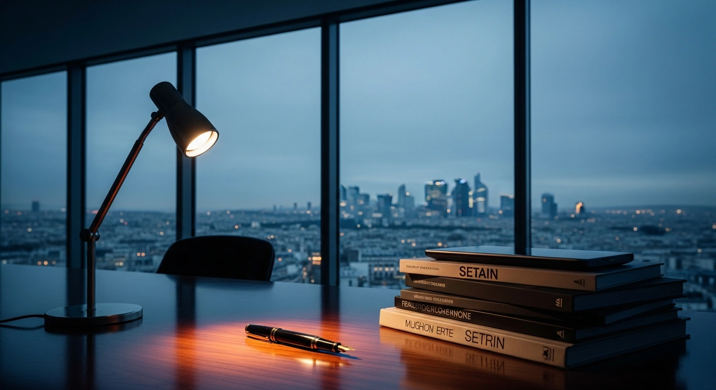 A professional office setting in Paris represents the regulatory approval of Daniel Kretinsky's acquisition of the retailer Fnac-Darty.