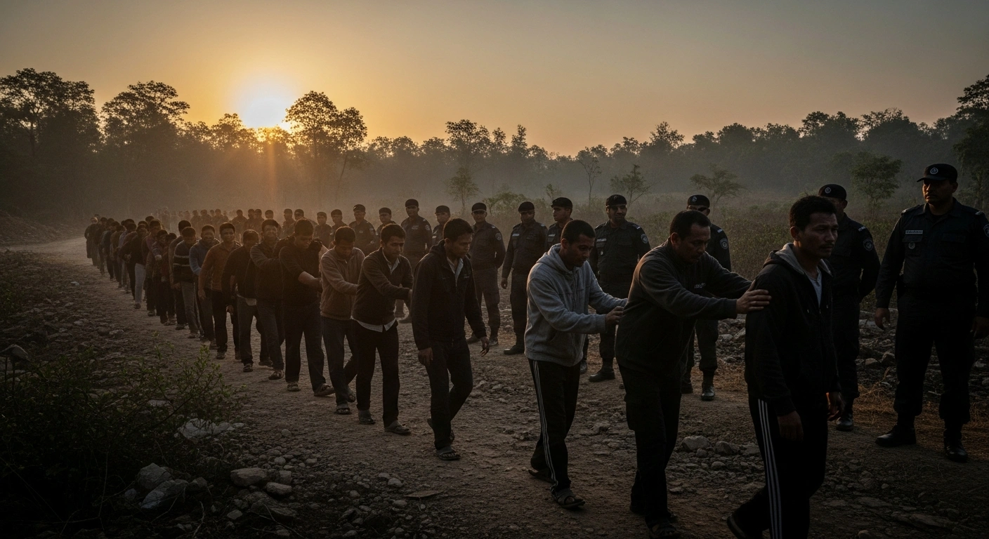 A group of 38 rescued worshippers from Christ Apostolic Church, Oke-Isegun, Eruku, Kwara State, are escorted to safety by security agencies at dawn, following directives from President Bola Tinubu and Governor AbdulRahman AbdulRazaq.