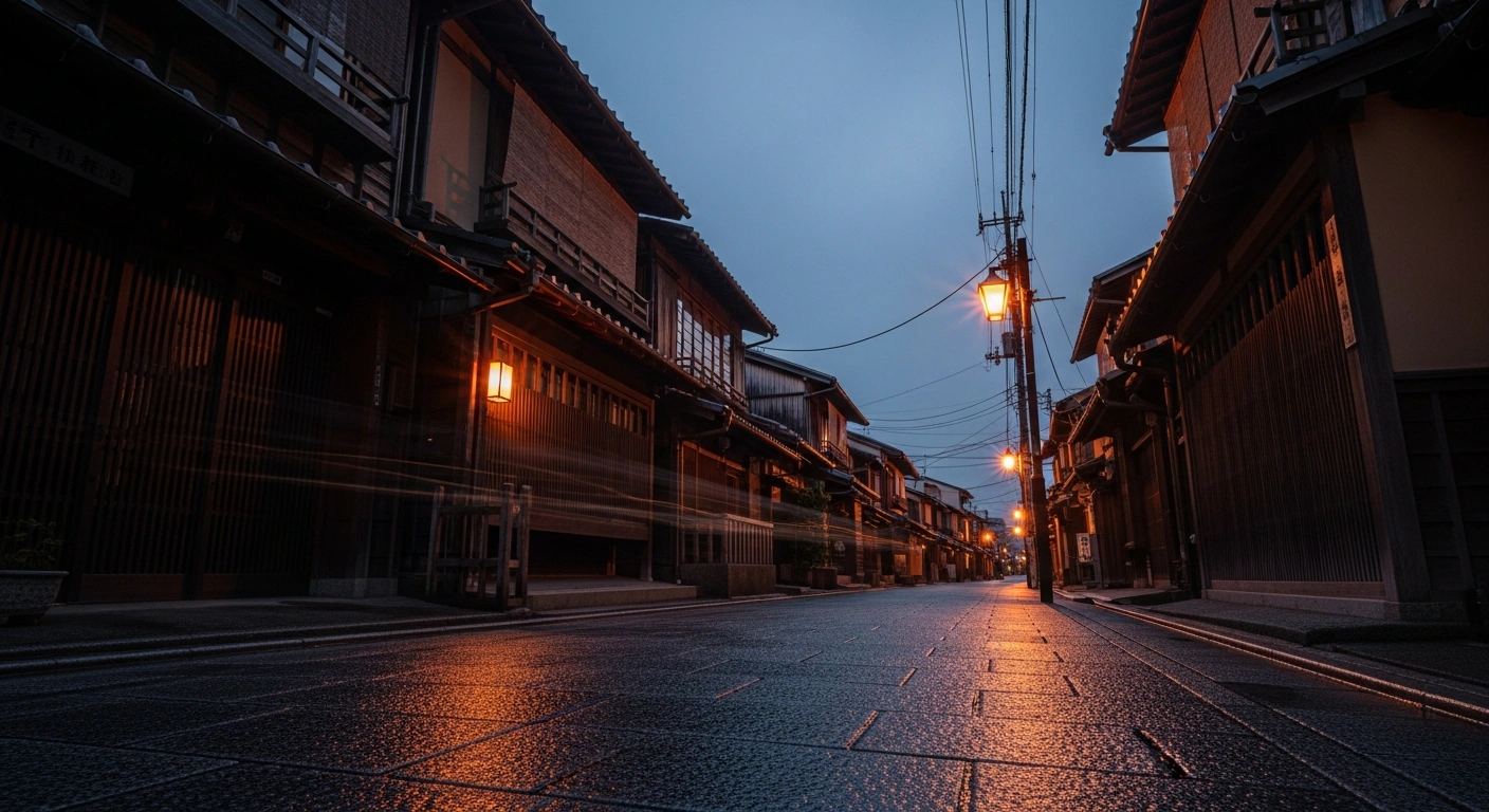 A quiet street in Kyoto, Japan, remains standing after a 4.2-magnitude earthquake was felt across the Kansai region.