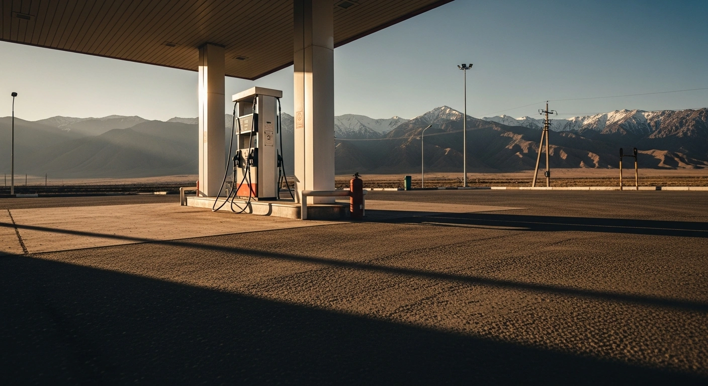 A fuel pump stands at a gas station in Kyrgyzstan as the government lifts price controls on motor fuels to address supply shortages.