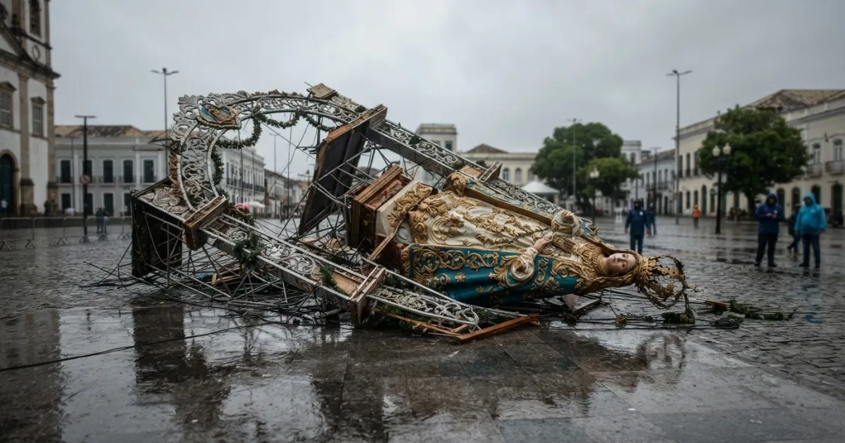 Giant Image of Our Lady of Nazaré Collapses in Belém Amid Heavy Rainfall