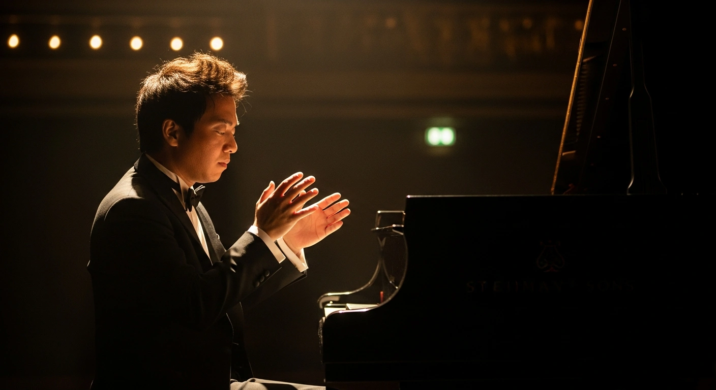 Renowned pianist Lang Lang performs on a grand piano during the inaugural Daphne Music Award ceremony in Copenhagen.