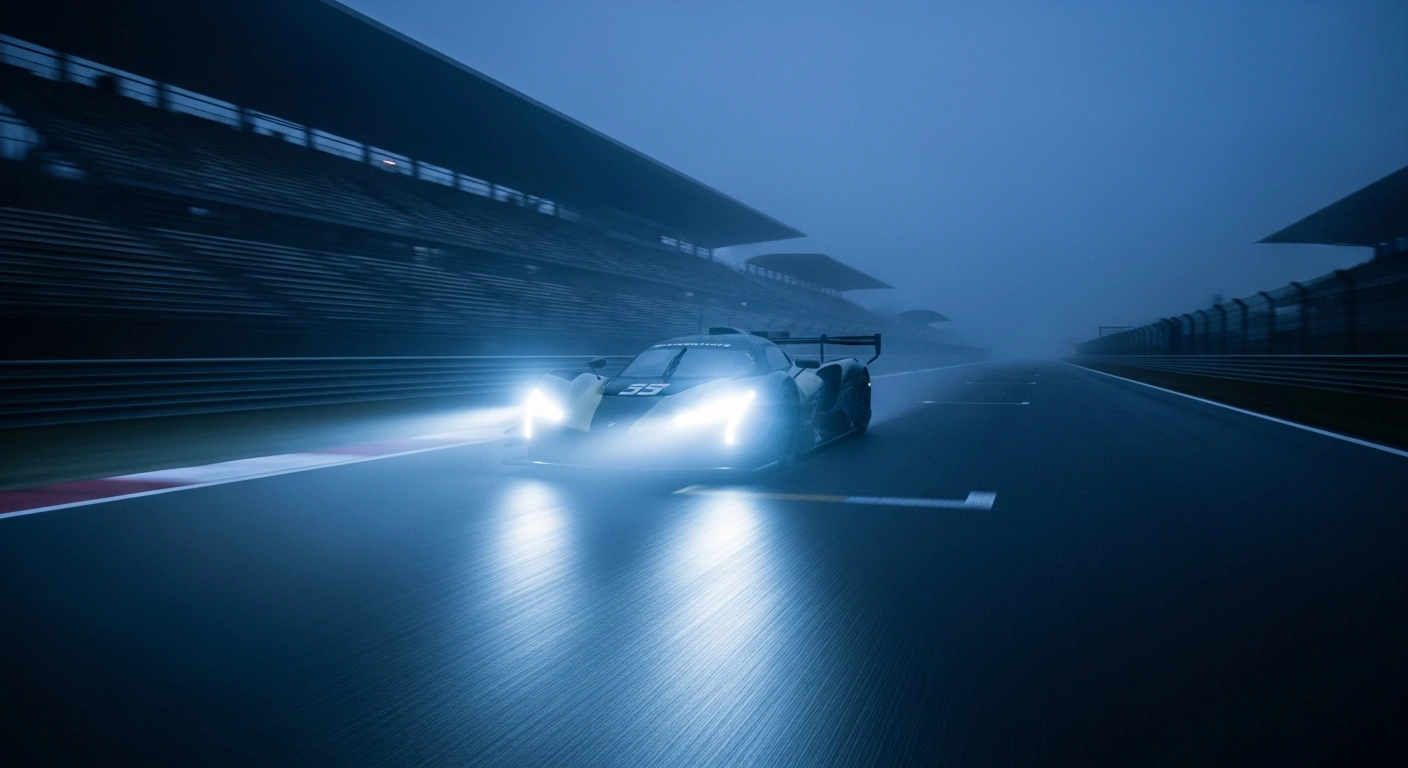 A high-performance Hypercar races around the Circuit de la Sarthe during the 92nd 24 Hours of Le Mans endurance event.