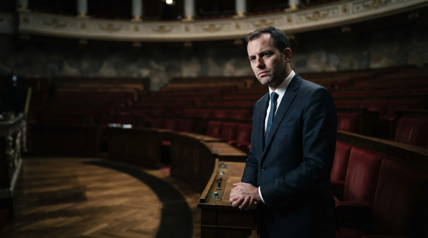 French Prime Minister Sébastien Lecornu stands in the National Assembly as he faces a challenging legislative battle over the final government budget.