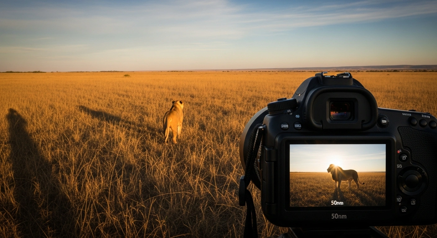 A dramatic landscape view of the South African savanna represents the controversy surrounding the trophy hunting of a lion by entrepreneurs from Sakha.