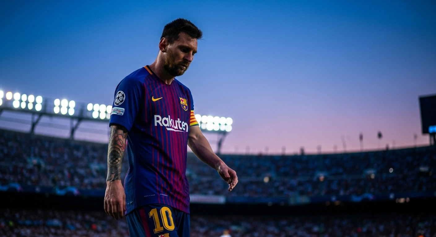 Lionel Messi walks off the field during an Inter Miami match while appearing to be in discomfort due to a potential hamstring injury.