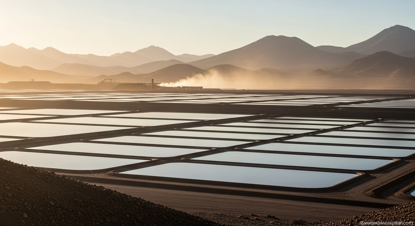 A wide view of a lithium extraction facility in Argentina during sunset, representing the company's Q2 2026 financial operations.