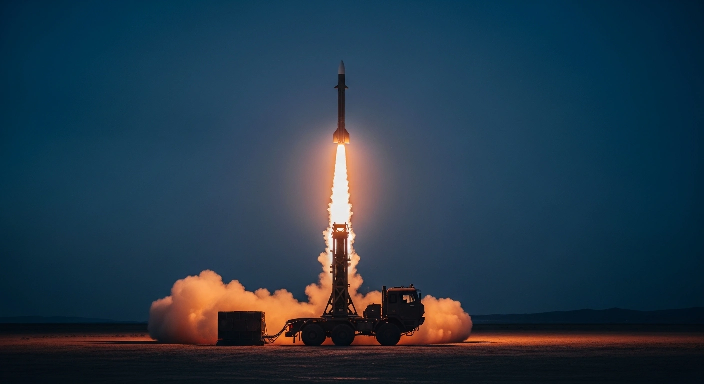 A Precision Strike Missile launches from a U.S. Army mobile platform during a test to demonstrate long-range precision fires capabilities.