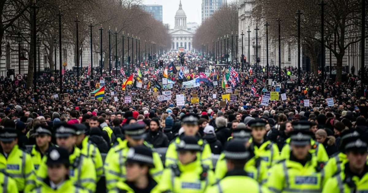 Pro-Palestinian Demonstration and Counter-Protest Held in Central London
