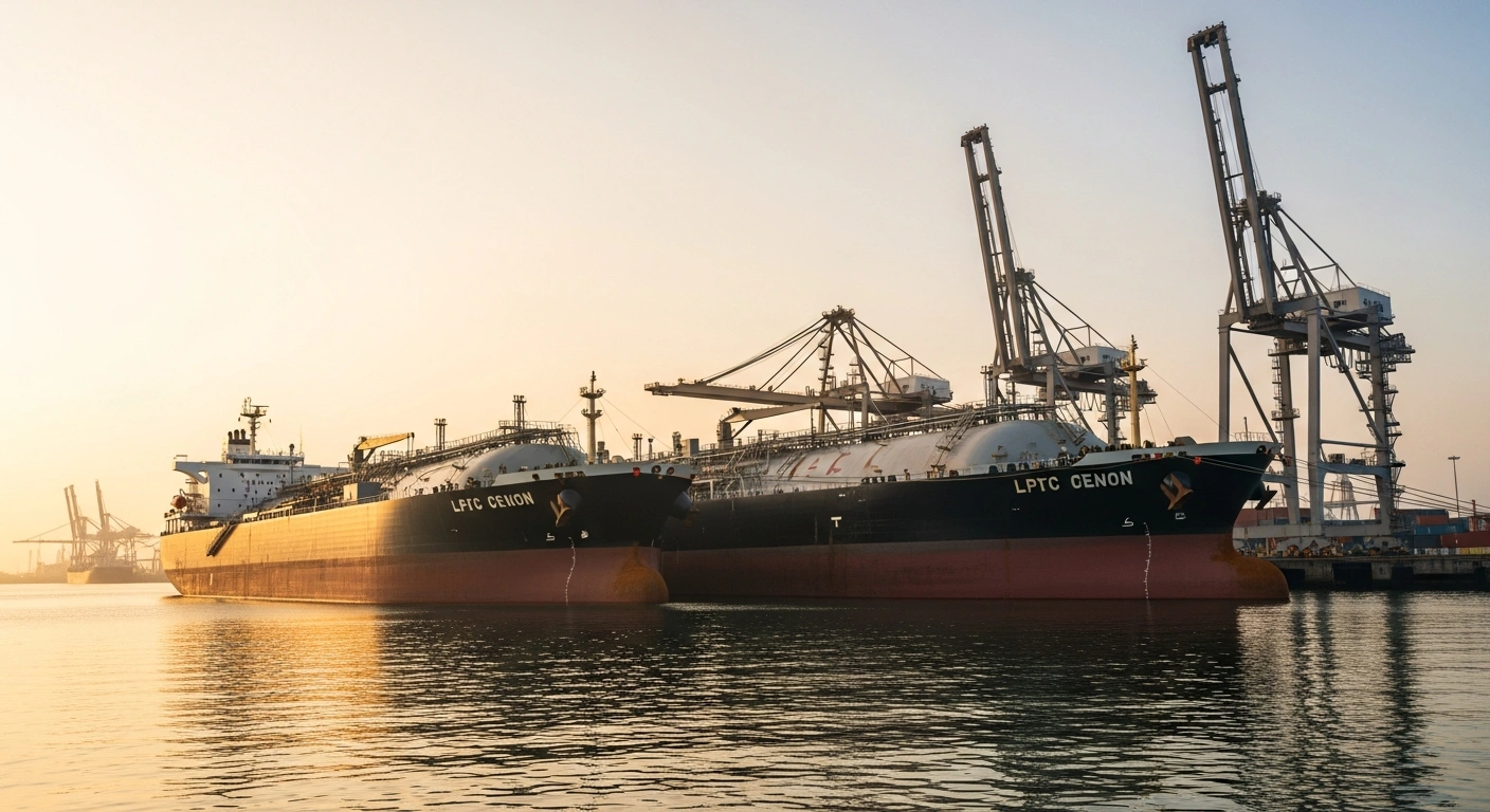 Two large LPG tankers are docked at an Indian port to deliver cooking gas and stabilize the domestic supply chain.
