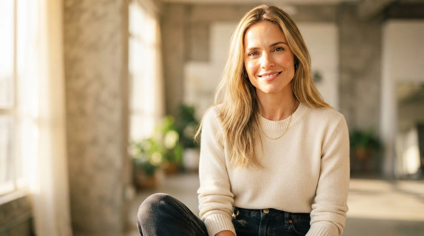 Brazilian actress Lua Blanco poses for a professional portrait, confirming she is alive and well despite false reports of her death.