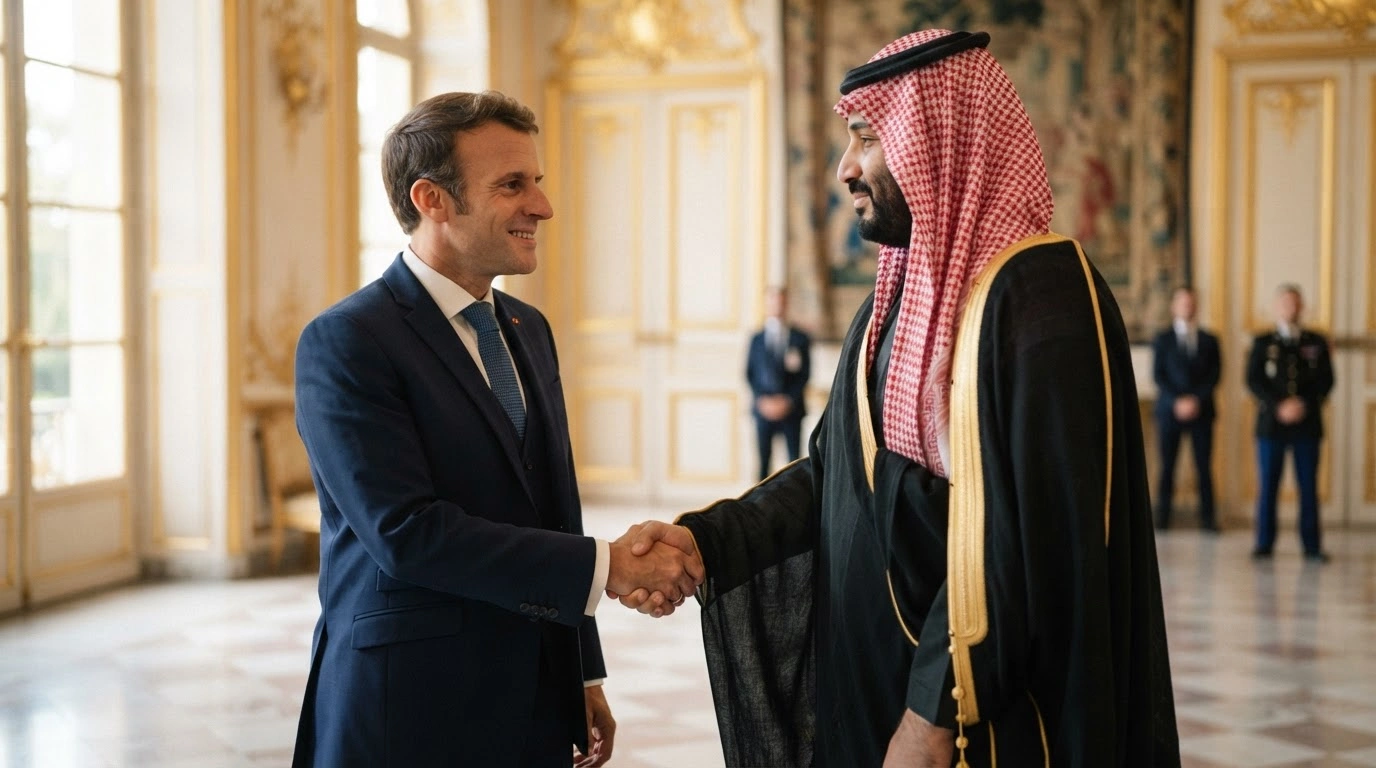 French President Emmanuel Macron and Saudi Crown Prince Mohammed bin Salman meet in Paris to discuss bilateral relations and energy cooperation.