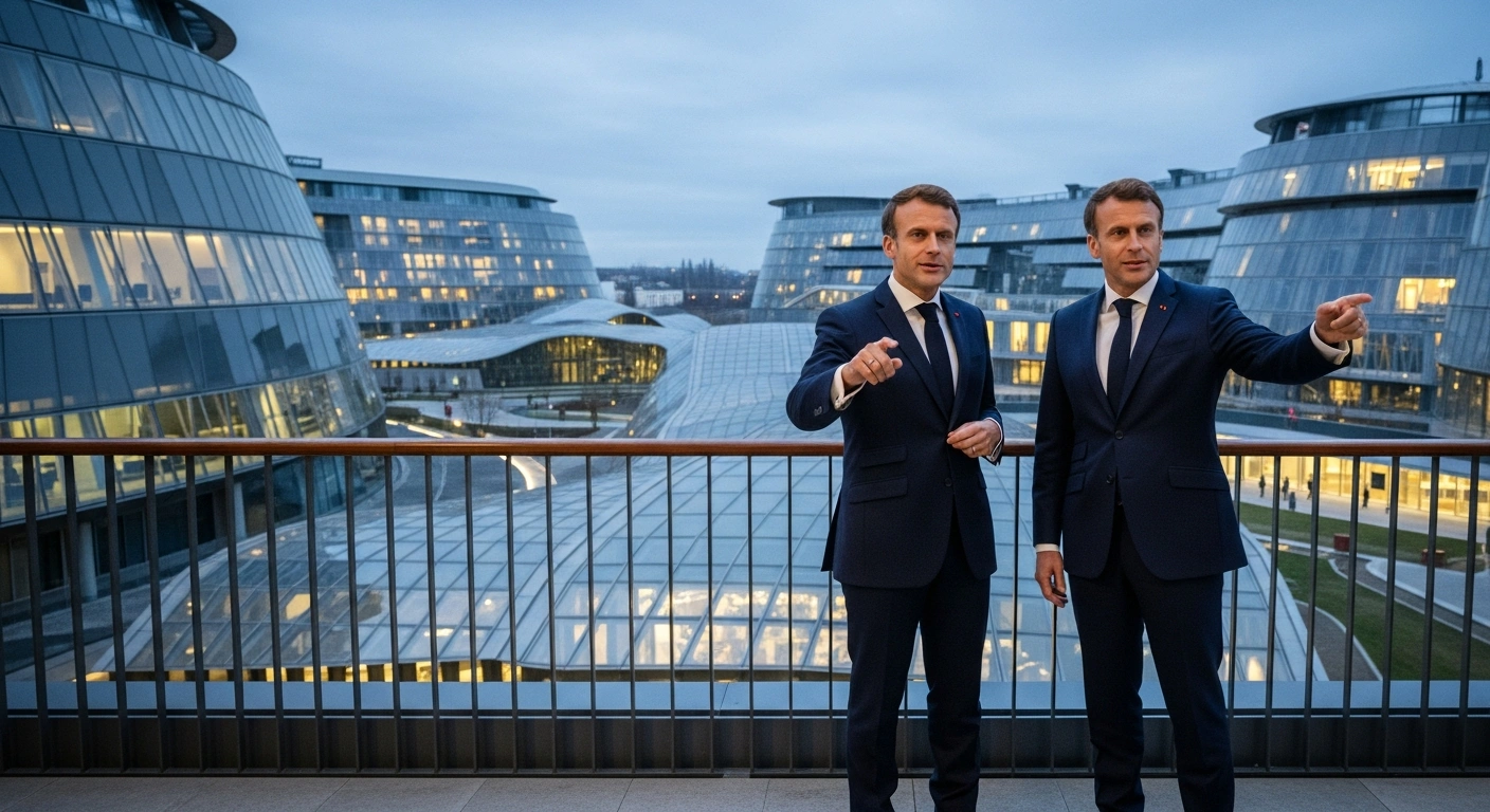 President Emmanuel Macron and Chancellor Friedrich Merz stand together on a balcony in France to discuss the future of European defense and missile systems.