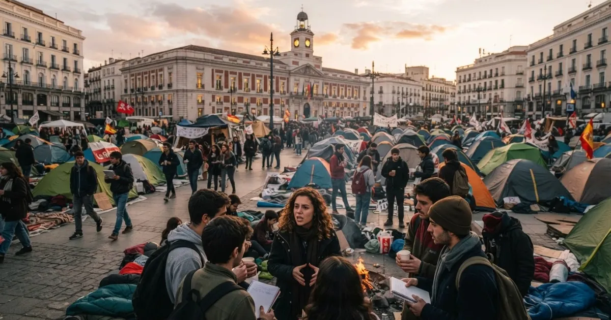 Protesters Establish Indefinite Encampment in Madrid to Demand Housing Reform