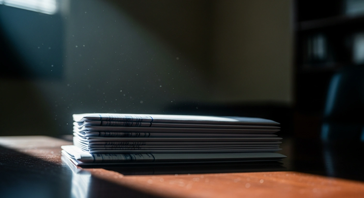 A stack of sealed examination envelopes sits on a desk after the Maharashtra State Examination Council postponed the 2026 Teacher Eligibility Test due to a paper leak.