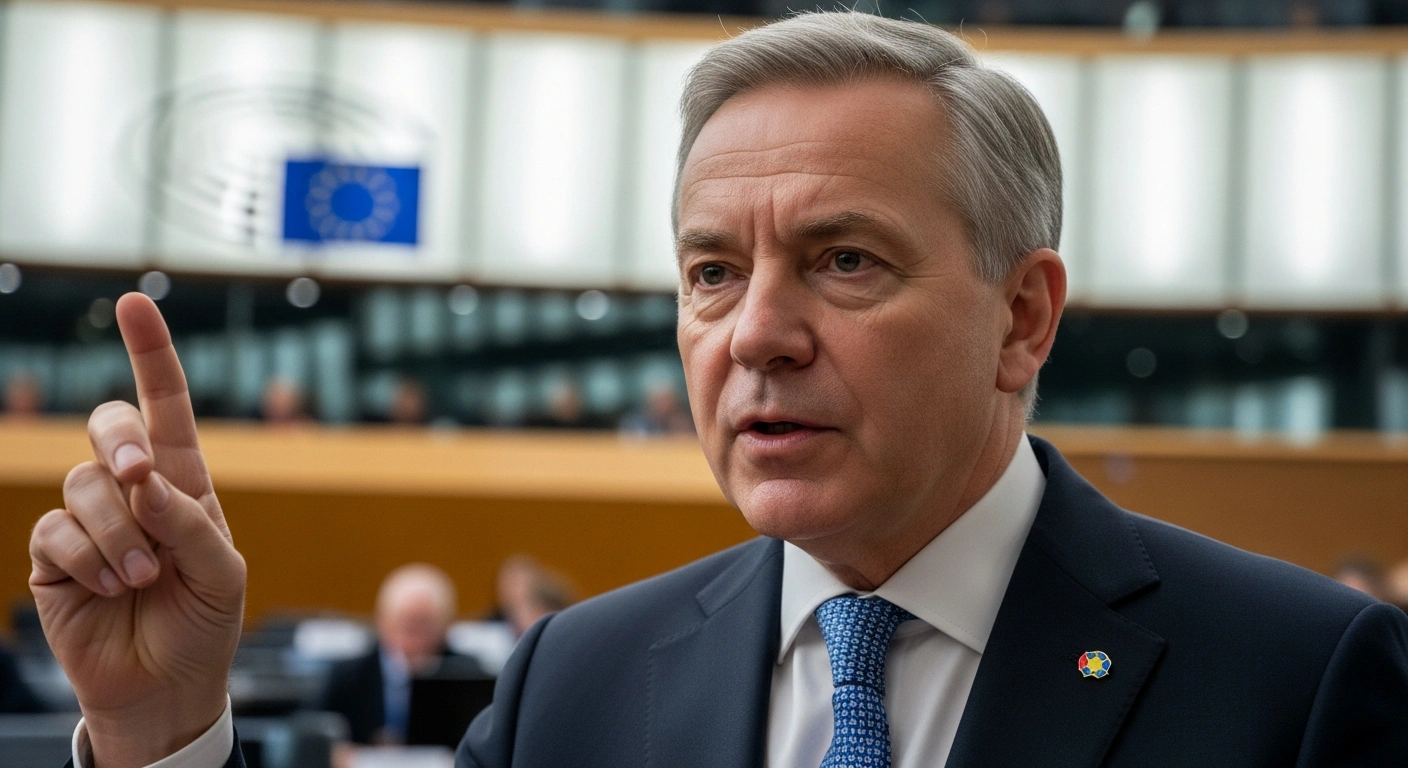 Malta's Deputy Prime Minister and Minister for Foreign Affairs and Tourism, Ian Borg, is captured in a close-up during the February 2026 EU Foreign Affairs Council, advocating for enhanced EU coordination on Ukraine and immediate de-escalation in the Middle East.