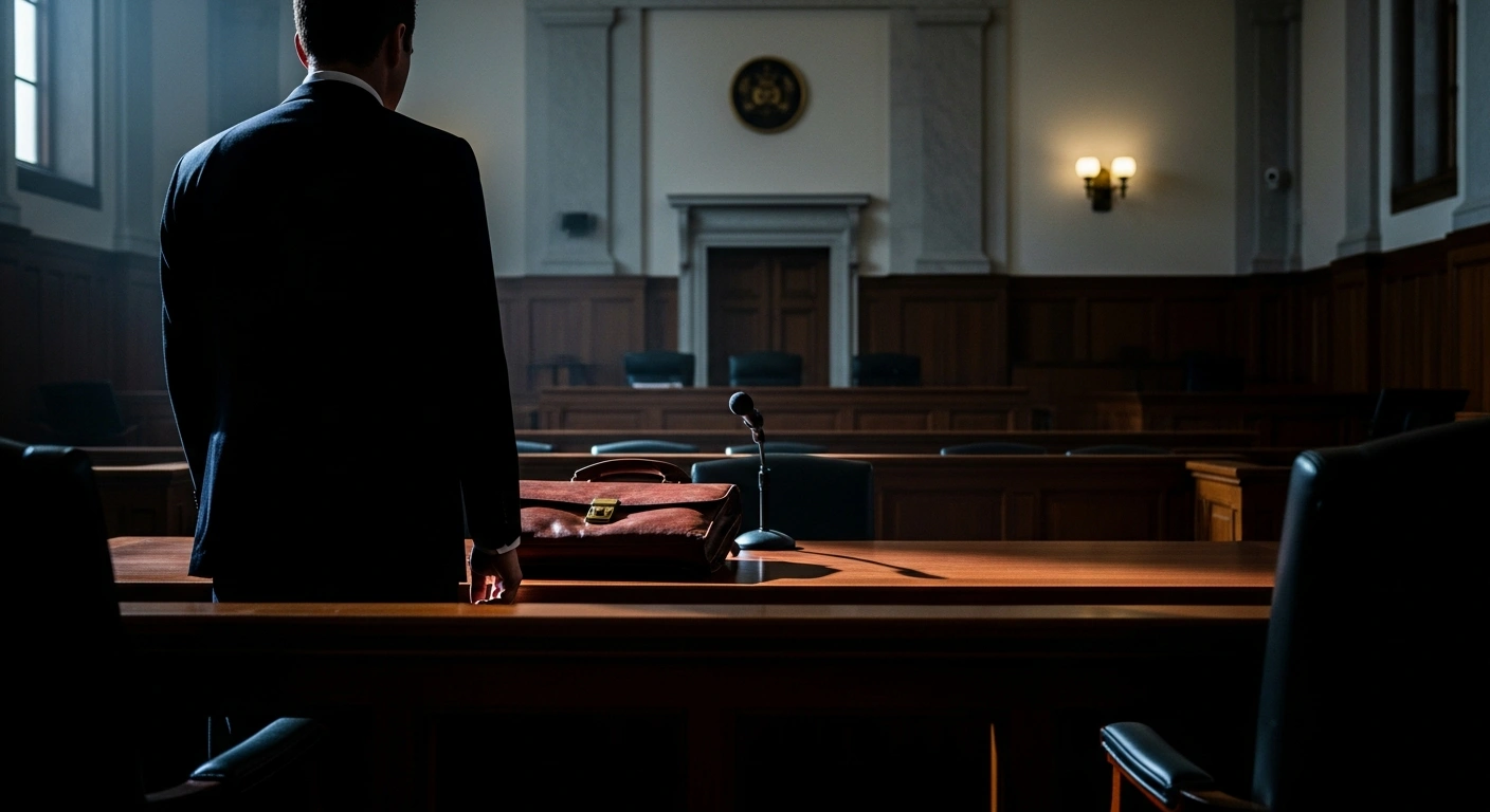 A former U.S. Marine stands in a federal courtroom after pleading guilty to wire fraud and money laundering charges.