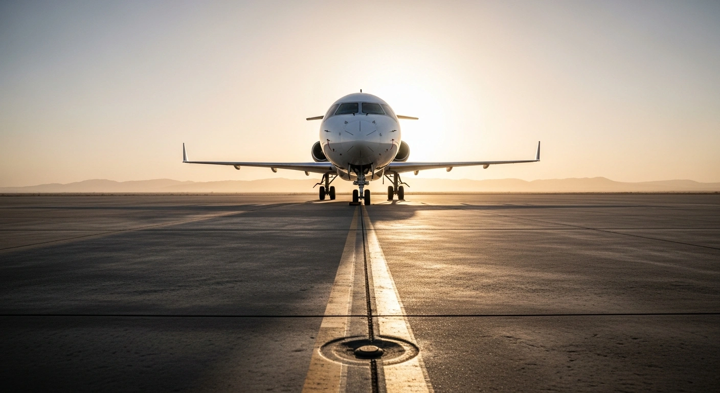 A newly painted ARJ100 aircraft, part of Mehr Airways' expanded fleet, sits on a tarmac at sunrise, symbolizing the Iranian airline's operational launch in a challenging aviation sector.