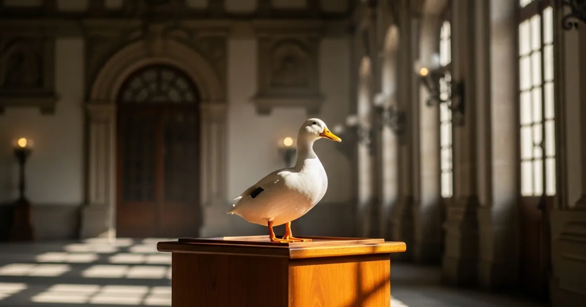 Merlín the Duck Makes Surprise Appearance at Mexican Presidential Briefing