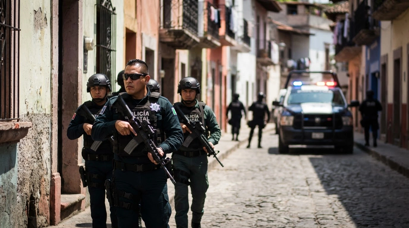 Mexican security forces conduct a tactical operation in Puerto Vallarta to rescue kidnapping victims and apprehend suspects.