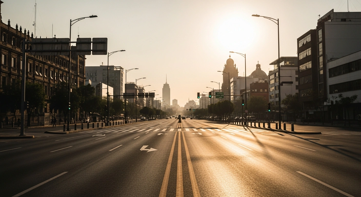 An empty street in Mexico City during the 2026 FIFA World Cup as part of traffic management measures.